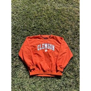 Clemson Tigers Jacket Men Large Orange Pullover Windbreaker Unlined Windshirt A8